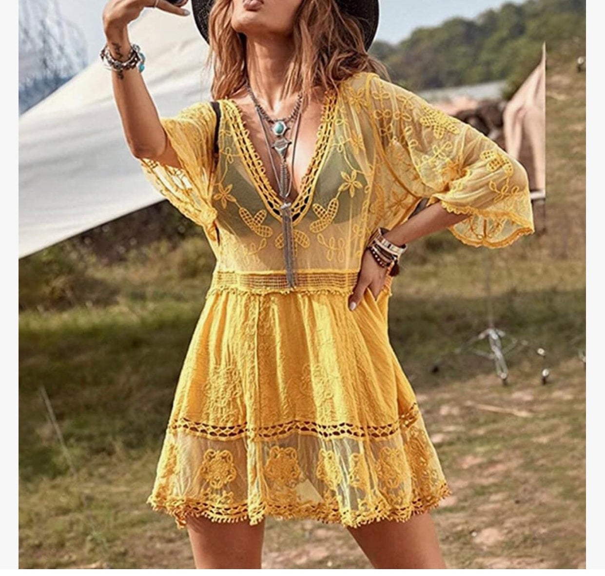 Yellow cover up dress cheap